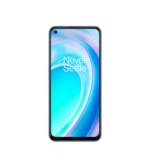 Smartphone with 'Never Settle' slogan on a white background