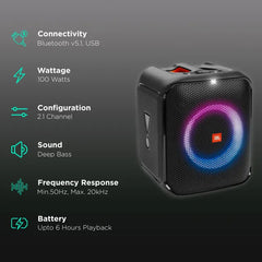 JBL PartyBox Encore Essential 100W Bluetooth Party Speaker (IPX4 Splashproof, 2.1 Channel, Black)